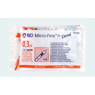 BD Micro-Fine seringue insuline + aiguille | 0,3ml + 30G x 8mm | 10pcs