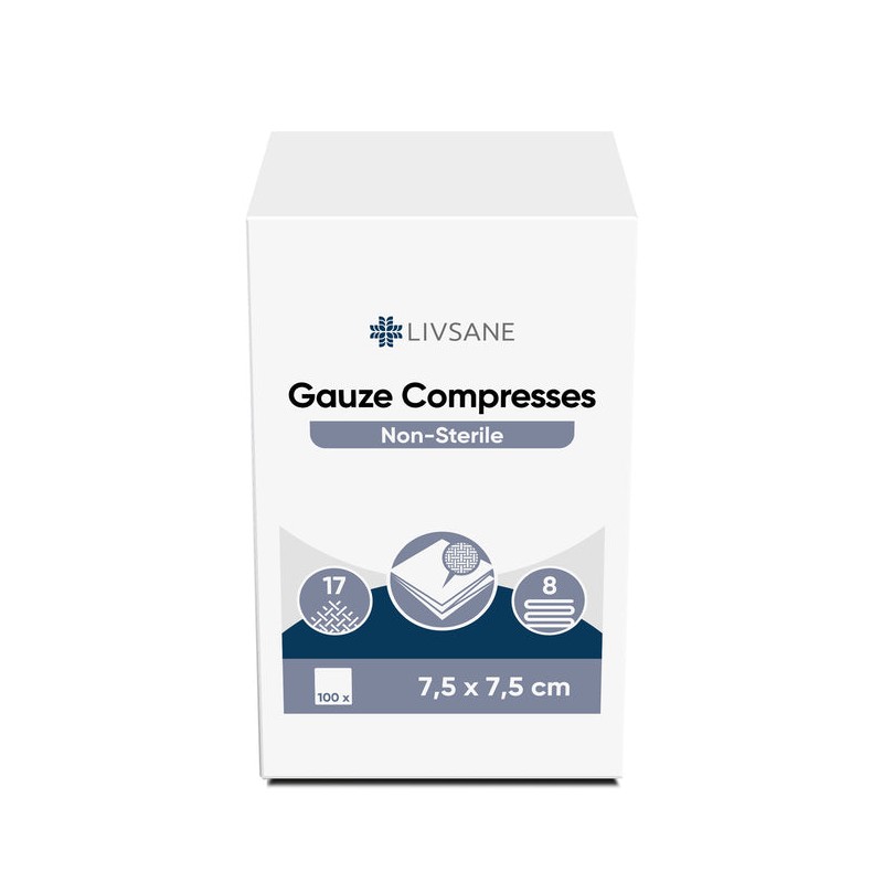 LIVSANE Compresses non stériles 7,5x7,5cm | 100pc