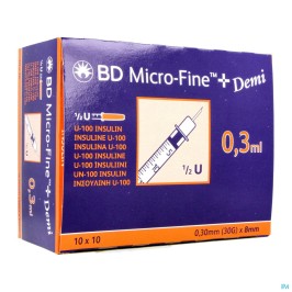 BD Micro-Fine seringue insuline + aiguille | 0,3ml + 30G x 8mm | 100pcs