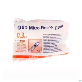 BD Micro-Fine seringue insuline + aiguille | 0,3ml + 30G x 8mm | 100pcs